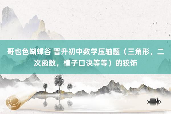 哥也色蝴蝶谷 晋升初中数学压轴题(三角形,二次函数,模子口诀等等)的狡饰