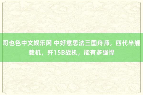 哥也色中文娱乐网 中好意思法三国舟师，四代半舰载机，歼15B战机，能有多强悍