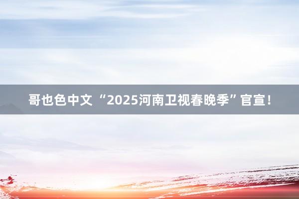 哥也色中文 “2025河南卫视春晚季”官宣！
