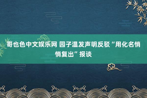 哥也色中文娱乐网 园子温发声明反驳“用化名悄悄复出”报谈