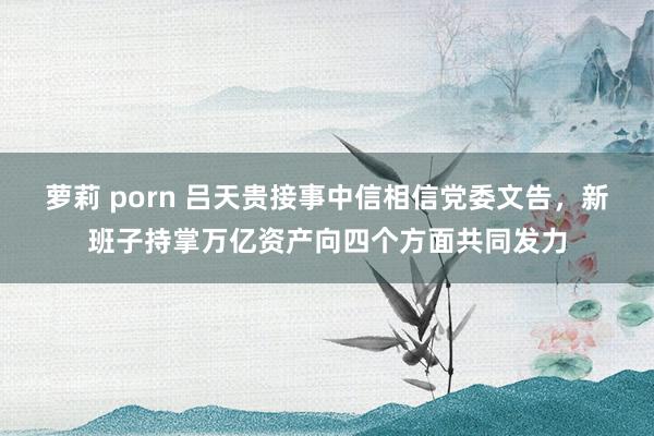 萝莉 porn 吕天贵接事中信相信党委文告，新班子持掌万亿资产向四个方面共同发力