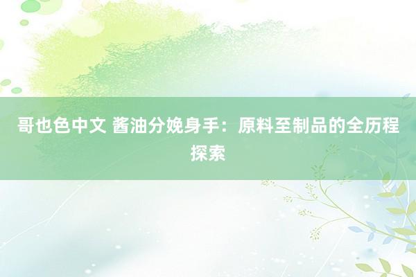 哥也色中文 酱油分娩身手：原料至制品的全历程探索
