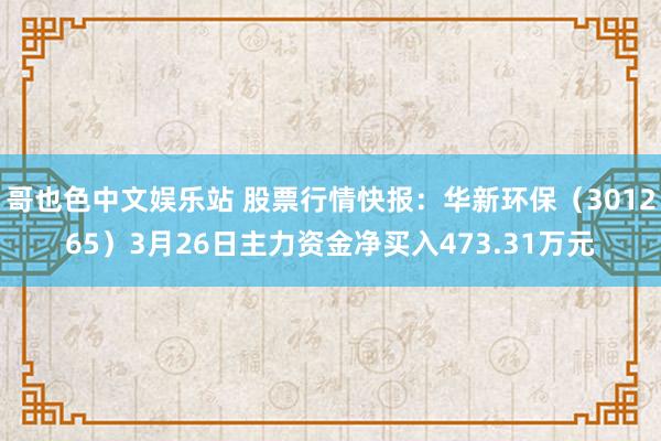 哥也色中文娱乐站 股票行情快报：华新环保（301265）3月26日主力资金净买入473.31万元