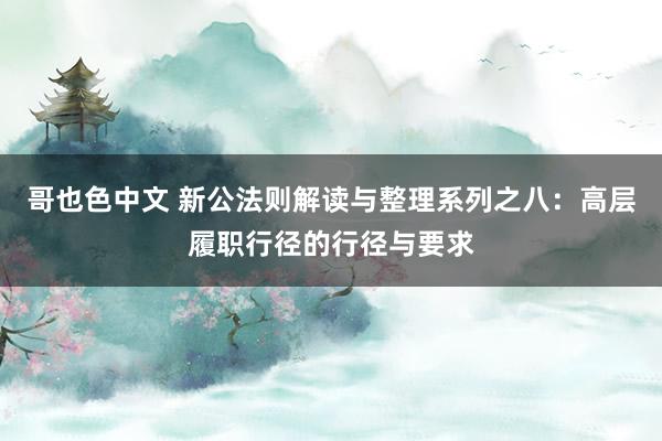 哥也色中文 新公法则解读与整理系列之八：高层履职行径的行径与要求