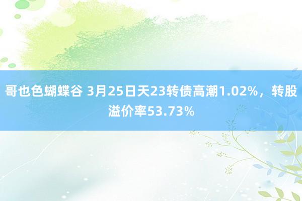 哥也色蝴蝶谷 3月25日天23转债高潮1.02%，转股溢价率53.73%