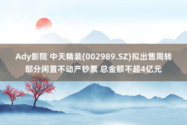 Ady影院 中天精装(002989.SZ)拟出售周转部分闲置不动产钞票 总金额不超4亿元