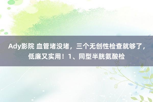 Ady影院 血管堵没堵,三个无创性检查就够了,低廉又实用!1、同型半胱氨酸检