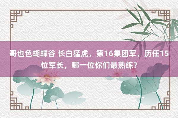 哥也色蝴蝶谷 长白猛虎，第16集团军，历任15位军长，哪一位你们最熟练？