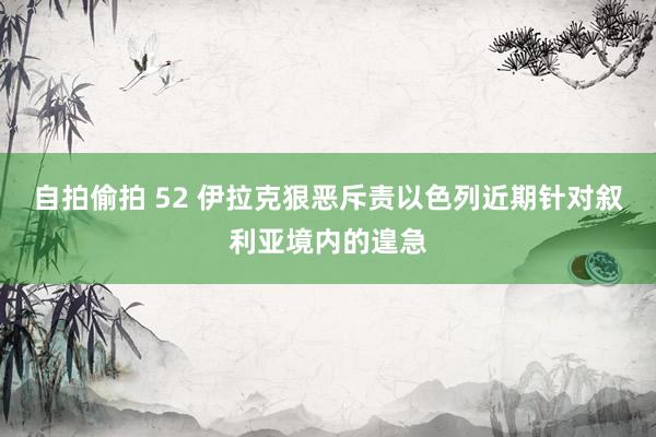 自拍偷拍 52 伊拉克狠恶斥责以色列近期针对叙利亚境内的遑急