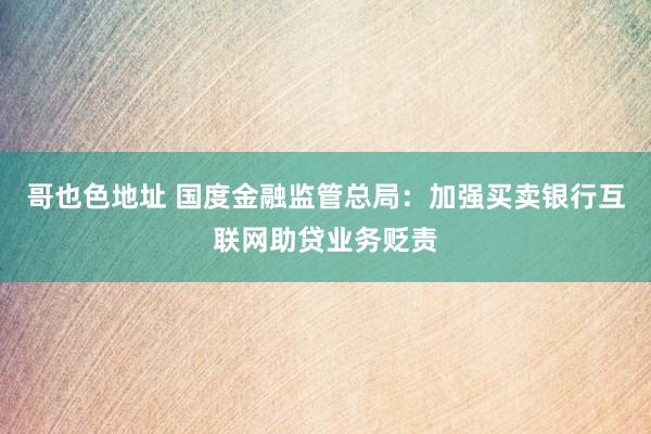 哥也色地址 国度金融监管总局：加强买卖银行互联网助贷业务贬责
