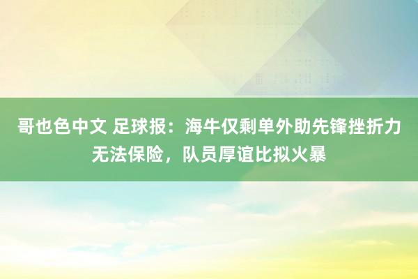 哥也色中文 足球报：海牛仅剩单外助先锋挫折力无法保险，队员厚谊比拟火暴