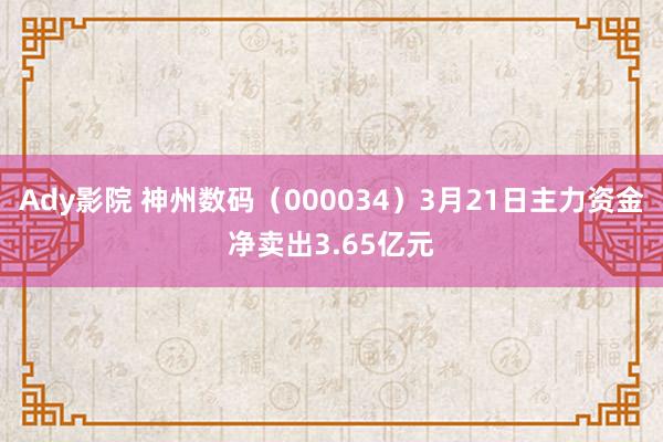 Ady影院 神州数码（000034）3月21日主力资金净卖出3.65亿元