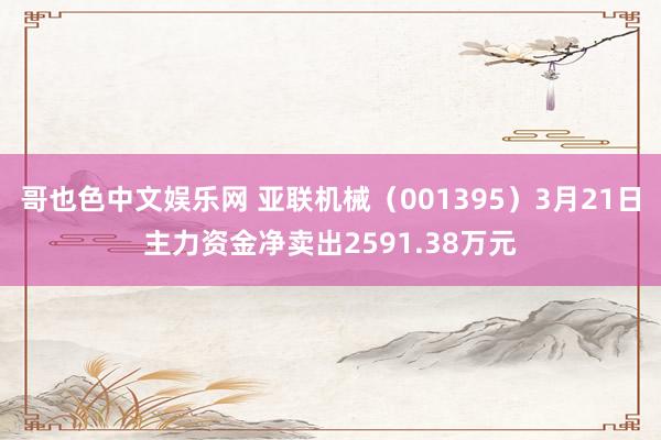 哥也色中文娱乐网 亚联机械（001395）3月21日主力资金净卖出2591.38万元