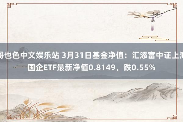 哥也色中文娱乐站 3月31日基金净值：汇添富中证上海国企ETF最新净值0.8149，跌0.55%