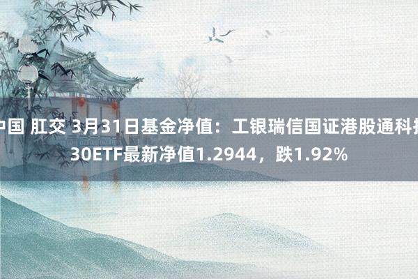中国 肛交 3月31日基金净值：工银瑞信国证港股通科技30ETF最新净值1.2944，跌1.92%