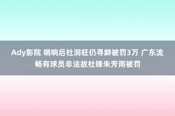 Ady影院 哨响后杜润旺仍寻衅被罚3万 广东流畅有球员非法故杜锋朱芳雨被罚