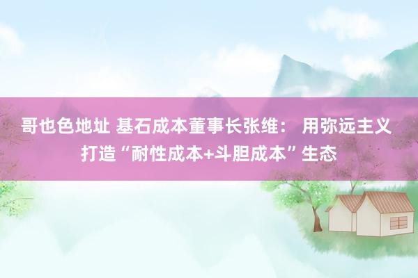 哥也色地址 基石成本董事长张维： 用弥远主义 打造“耐性成本+斗胆成本”生态