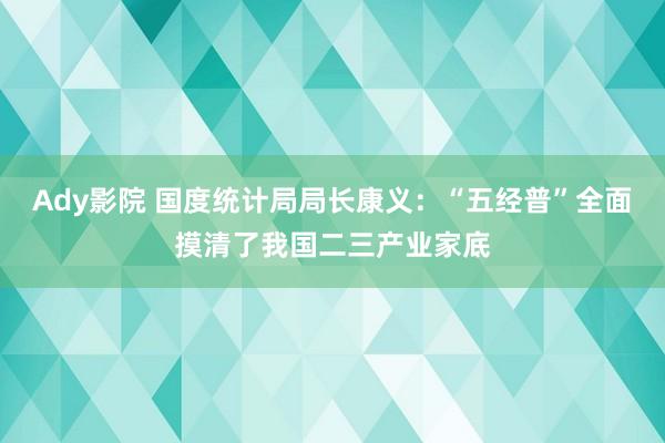 Ady影院 国度统计局局长康义:“五经普”全面摸清了我国二三产业家底