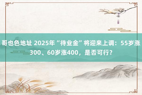 哥也色地址 2025年“待业金”将迎来上调：55岁涨300、60岁涨400，是否可行？