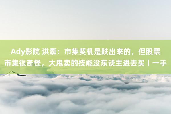 Ady影院 洪灏：市集契机是跌出来的，但股票市集很奇怪，大甩卖的技能没东谈主进去买丨一手
