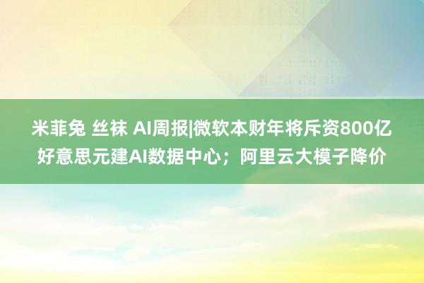 米菲兔 丝袜 AI周报|微软本财年将斥资800亿好意思元建AI数据中心；阿里云大模子降价