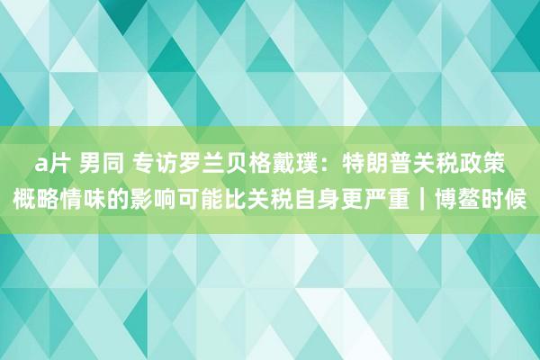 a片 男同 专访罗兰贝格戴璞：特朗普关税政策概略情味的影响可能比关税自身更严重｜博鳌时候