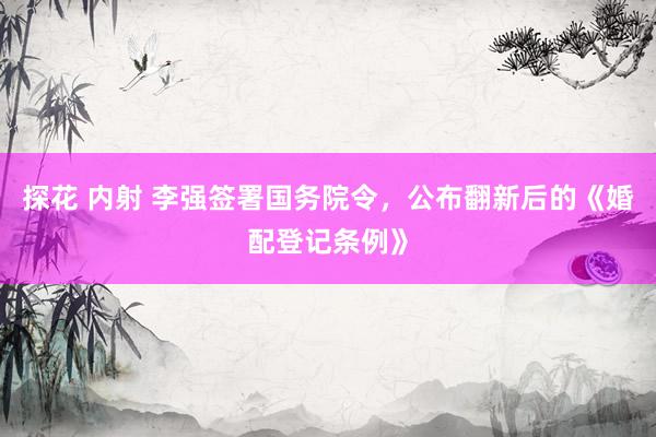 探花 内射 李强签署国务院令，公布翻新后的《婚配登记条例》