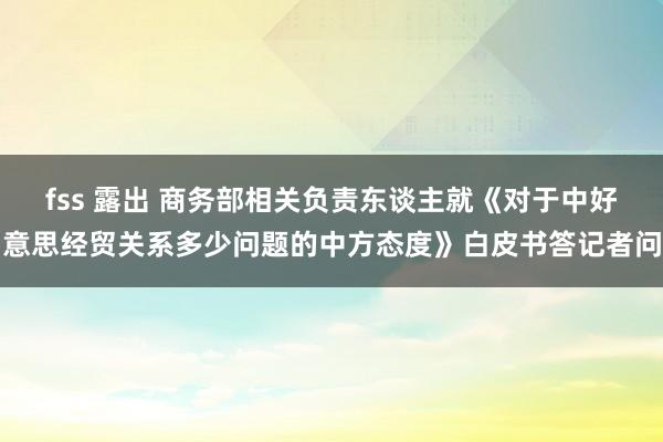 fss 露出 商务部相关负责东谈主就《对于中好意思经贸关系多少问题的中方态度》白皮书答记者问