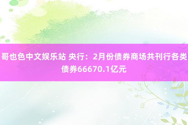 哥也色中文娱乐站 央行：2月份债券商场共刊行各类债券66670.1亿元