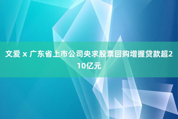 文爱 x 广东省上市公司央求股票回购增握贷款超210亿元