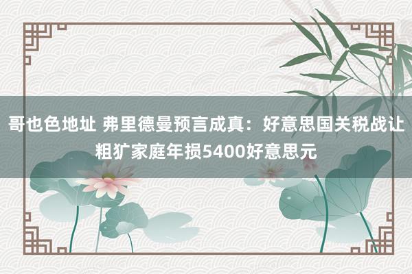 哥也色地址 弗里德曼预言成真：好意思国关税战让粗犷家庭年损5400好意思元