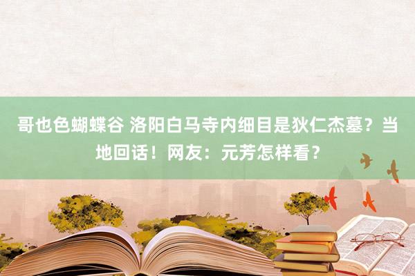 哥也色蝴蝶谷 洛阳白马寺内细目是狄仁杰墓？当地回话！网友：元芳怎样看？