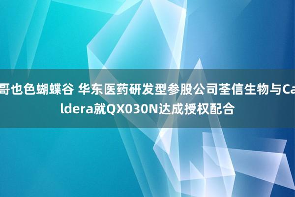 哥也色蝴蝶谷 华东医药研发型参股公司荃信生物与Caldera就QX030N达成授权配合