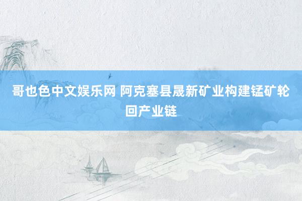 哥也色中文娱乐网 阿克塞县晟新矿业构建锰矿轮回产业链
