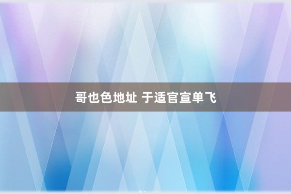 哥也色地址 于适官宣单飞